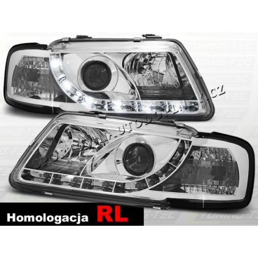 AUDI A3 (8L) 1996-00 Predné číre svetlá DAYLIGHT LED CHROME (LPAU61) - homologácia RL